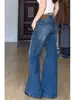 Jeans acampanados retro de cintura baja estilo vintage americano para mujer, holgados y fluidos, extralargos para personas altas, pantalones hasta el suelo