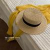Chapéu de Palha Plano com Topo de Palha Designer Chapéu de Sol de Verão para Mulheres Proteção Solar Cobertura Facial Proteção UV Chapéu de Sol de Praia