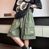 Estilo japonês estilo Hong Kong macacão solto shorts masculino estilo americano fino verão moda marca shorts esportivos calças de perna larga