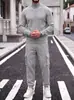 Traje informal de punto grueso para hombre, de otoño e invierno, con cuello alto simple, para ir al trabajo, deportivo y de exterior, transfronterizo de Amazon Europa y América