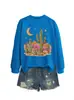Amazon eBay Loja Independente Moda Casual Versátil Feminino Cacto Lua Estrelas Montanha Outono Inverno Moletom