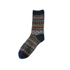 Calcetines de estilo Otoño e Invierno hasta la pantorrilla para Hombre, Doble Aguja Doble Hilera Calcetines Largos, Estilo Étnico Retro, Isla de Harris, Casual, Versátil, Cálidos, Calcetines Arrugados
