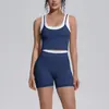 Nuevo conjunto de yoga a colorblock transfronterizo con tacto nude, casual y versátil, acanalado, de cintura alta, para ejercicio al aire libre, conjunto de seis piezas