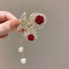 Clipe de cereja de alta qualidade rosa vermelha strass coreano bonito borla hairpin feminino meia gravata cabelo hairpin cocar