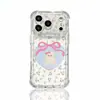 Aplicável ao Apple 17PROMAX Furo Fino Floral Coração Laço Urso Menina iPhone18 Canto Quatro Proteção Contra Queda Capa