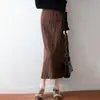 Saia plissada elegante 100% lã pura para mulheres, saia plissada longa de cintura alta com barra larga, saia plissada elegante e que afina a silhueta