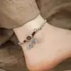 Novo Tornozeleira Trançada com Tassel Vermelho 'Paz e Alegria' Estilo Chinoiserie Design de Nicho Senso de Design Retro Pulseira e Acessórios para Pé de Uso Múltiplo