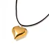 Colar Pingente Coração Banhado a Ouro Aço Inoxidável Gargantilha Coração Pêssego Joia de Moda Vintage