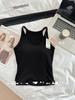 Colete V-Neck de Nano Veludo Outono e Inverno, Alças Elásticas Versáteis Escovadas Amigáveis à Pele para Beleza, Bojos, Top Base com Alças Internas