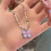 Collar de Mariposa Colorida con Cuentas Único para Niña Cadena de Clavícula Dulce para Mujer Niños Verano Lindo Dibujos Animados Tendencia