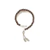 "Temporada de Otoño" Nuevo Estilo Chino Contraste de Color Madera Pulsera de Perlas Personalizada Estilo Chino Simple Pulsera de Doble Capa para Mujer