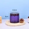 Venta al por mayor exquisita taza de vela de aromaterapia con flor tallada portavelas de vidrio de color adornos decorativos recipiente para velas DIY portavelas