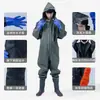 Traje de lluvia impermeable de una pieza para hombres y mujeres, traje completo, ropa para cavar raíces de loto, pantalones de lluvia, botas de lluvia, ropa con capucha para ir al mar, pantalones de tenedor de cuero