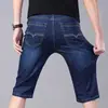 Shorts de Mezclilla de Verano para Hombre, Shorts Casuales Rectos Sueltos Versátiles, Pantalones Finos Elásticos de Longitud Media para Hombre