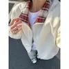 Chaqueta de cuadros patchwork de ajuste transfronterizo, colección primavera/otoño, estilo hombre, diseño de alta gama, sin capucha, estilo nuevo con cuello alto, apta para parejas