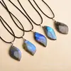 Collar de cristal natural Piedra de Luna labradorita gota de agua con colgante de forma piedra original pulido fábrica al por mayor