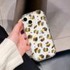 Capa de Celular Estilo Ins Estampa de Leopardo 18Pro Anti-Queda Padrão de Creme Ip14Pm Padrão Ondulado 13Pm Tendência para Mulheres 12 Apple Verão