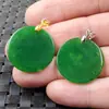 Colgante de jade turquesa colgante de palmada sin palabra roca de cuarzo colgante de marca redonda de jade colgante de collar verde espinaca