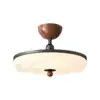 [Estrictamente Seleccionado] Lámpara de Techo Casual Estilo Crema de Segunda Mano Candelabro con Veta de Madera de Nogal Lámpara Retro Americana de Espectro Completo para Protección Ocular