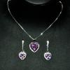 Tiktok live venda quente Novo pingente de diamante rosa em formato de coração de amor terno de luxo totalmente cravejado de diamantes e cristal rosa anel aberto brincos