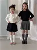 WC263 Calcetines Nuevos de Otoño para Niñas, Color Vintage, Estilo Coreano, Encaje con Múltiples Nudos, Calcetines de Media Pantorrilla para Niños