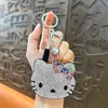 Llavero de Gato Incrustado con Diamantes, Elegante Colgante de Gato Coreano de Terciopelo Perforado en Caliente, Accesorios para Bolsos, Llavero, Pequeño Regalo al por Mayor