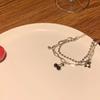 Pulsera de Acero de Titanio de Doble Capa Estilo Hip-hop Harajuku Oso para Mujer ins Diseño Nicho Estilo K Sencilla Cereza Negra