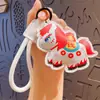 Estilo Desenho Animado Criativo de Ano Novo, Fique Rico Imediatamente, Chaveiro de Couro, Pingente de Bolsa Fofo, Chaveiro de Carro, Pequeno Presente