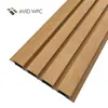 Panel de Pared Rejilla de Madera-Plástico Coextruido Color Teca 219x26mm Panel Decorativo para Pared Exterior Anticorrosión Textura Cepillada