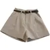Shorts casuales de estilo europeo y americano para mujer, nueva colección verano 2025, moda coreana, adelgazantes, elegantes, de cintura alta, línea A, hot pants de pierna ancha