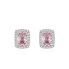 Lujo Ligero Plata de Ley 925 Morganita Rosa Piedra de Color Conjunto de Joyería de Collar y Pendientes Dulce Día de San Valentín