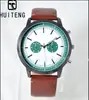 Relógio Masculino proteção ambiental caixa galvanizada pulseira marrom relógio de presente para exportação mostrador grande moda dois olhos