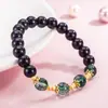 Pulseira de Cristal Fantasma Verde Imitação de Obsidiana, Novo Estilo, para Mulheres, Contas que Atraem Riqueza e Melhoram a Sorte, Pulseira de Amizade, Joia de Nicho
