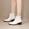 Botines Retro Coreanos para Mujer 2026 Otoño Nuevo Estilo Temperamento Punta Fina Botas de Piel Versátiles Tacón Grueso Tacones Altos Botas Adelgazantes
