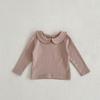 Roupas de Primavera 2026 para Bebês e Crianças Pequenas, Meninas Bebês, Camisetas Básicas com Gola Boneca, Camisetas Versáteis, Tops de Manga Longa