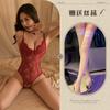 Hemei Lencería Sexy Encaje Sexy Tentación Mono para Mujer Abertura Corte Caliente Transparente Uniforme Pijama