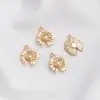Pingente de Margarida Gota de Óleo Banhado a Ouro 14K Pingente de Crisântemo Branco Rosa Pingente para Pulseira Colar Joias DIY