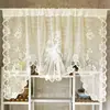 Cortina enrollable estilo mariposa transfronteriza, cortina de encaje blanco tejida, cortina visillo para ventanales, mampara de cocina, cortina de puerta
