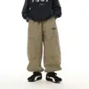 Calça comprida masculina estilo japonês, novidades de outono 2026, calça casual masculina com bolsos com zíper, calça jogger cargo da moda para bebês e crianças pequenas