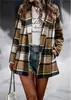 2026 Comércio Exterior Transfronteiriço Europeu e Americano Outono/Inverno Feminino Solto Estampa Xadrez Manga Longa Bolso Lã Casaco Cardigan Top