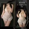 Body de Encaje Sexy de Talla Grande para Mujer, Uniforme de Puro Deseo, Ropa de Dormir con Abertura en la Entrepierna sin Quitar, Morado