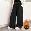 Pantalones Casuales de Otoño para Niñas 2025 Nueva Moda Algodón Felpa Pierna Ancha para Niñas Mayores Pantalones Rectos para Niños