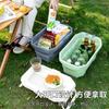 Cesta de Almacenamiento Plegable para Exterior Viaje Portátil Cesta de Picnic con Tapa Mesa Pequeña Multifuncional Cesta de Almacenamiento de Gran Capacidad