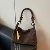 Bolsa de estampa de leopardo para mulheres, grande capacidade, nova bolsa de tecido outono e inverno 2026, bolsa de ombro e axila vintage, bolsa de ombro casual para o dia a dia