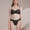 Lencería sexy estilo francés europeo y americano, lencería fina de encaje de verano para niñas, hace que los pechos grandes se vean más pequeños, conjunto de lencería de talla grande