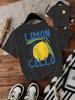 Camiseta holgada informal de manga corta con cuello redondo y estampado de limón para mujer, comercio electrónico transfronterizo de Amazon, Europa y América.