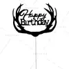 Tarjeta de Decoración de Pastel Bandera Castillo Feliz Cumpleaños Contando Dinero para Calambre Diosa Masculina happy10