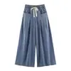 Ins estilo europeo y americano 2026 nueva moda temperamento mujeres al por mayor retro holgado cuello redondo manga corta camiseta pantalones de pierna ancha