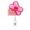 Producto popular transfronterizo: Porta credencial acrílico con brillantina divertido, Porta gafete retráctil, Porta identificación de fácil extracción, Regalo práctico
