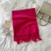 Cachecol de Imitação de Caxemira Feminino Outono e Inverno Cor Lisa Cachecol 2025 Outono e Inverno Nova Moda High-End Comprimento Médio Cachecol Quente